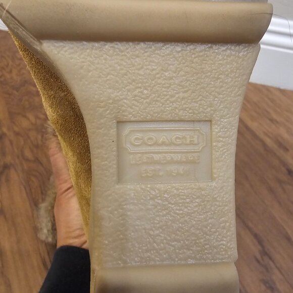 Coach Kataya camel suede rabbit fur wedge boots - Picture 9 of 10
